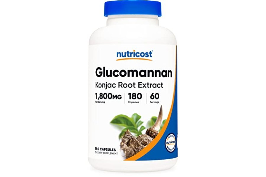 Nutricost Glucomanano 1.800 mg por porción, 180 cápsulas - Fuente de fibra natural, sin OGM, sin gluten