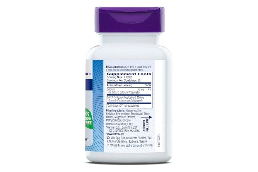 Natrol 5-HTP 200 mg, suplemento dietético que ayuda a mantener un estado de ánimo equilibrado, 60 tabletas de liberación prolongada, suministro para 60 días - Image 9