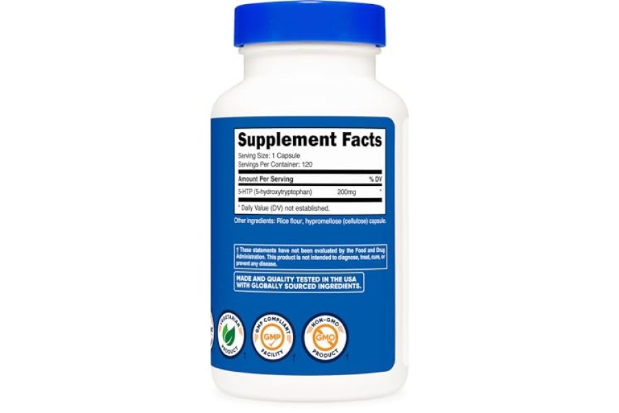 Nutricost 5-HTP 200 mg, 120 cápsulas vegetarianas (5-hidroxitriptófano) - Sin OGM ni gluten - Image 5