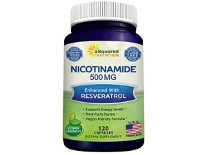 aSquared Nutrition Nicotinamida con resveratrol - 120 cápsulas vegetales - Vitamina B3 500 mg (sin niacinamida) - Píldoras suplementarias para apoyar NAD, salud y energía de las células de la piel