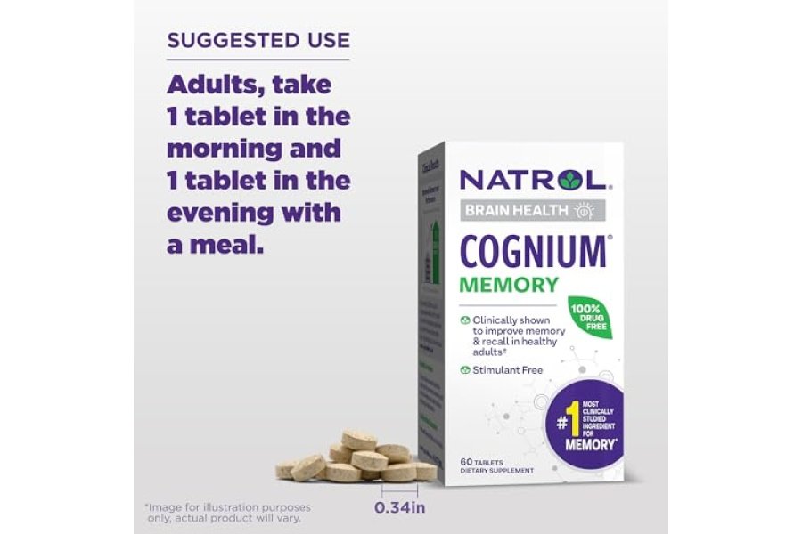 Natrol Cognium Memory Silk Protein Hydrolyzate 100 mg, suplemento dietético para apoyar la salud cerebral, 60 tabletas, suministro para 30 días - Image 6