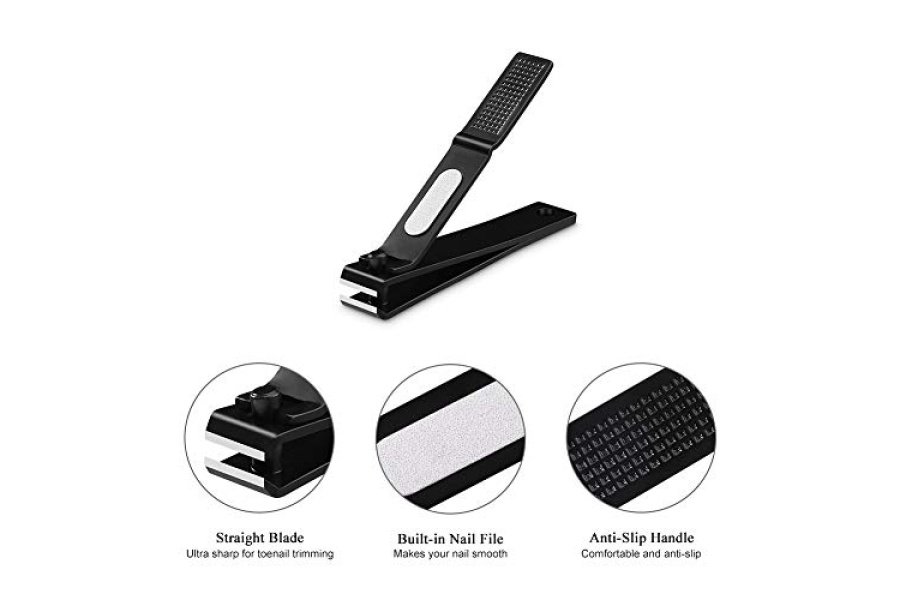 HAWATOUR Juego de cortaúñas, cortaúñas ultraafiladas y resistentes con estuche de hojalata visible, color negro - Image 4