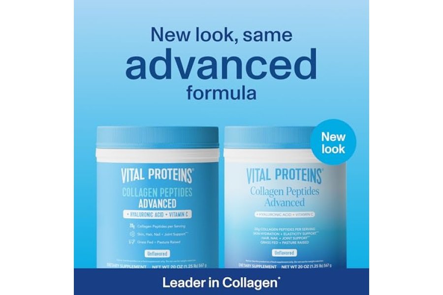 Vital Proteins Péptidos de colágeno en polvo con ácido hialurónico y vitamina C, sin sabor, 20 oz - Image 2