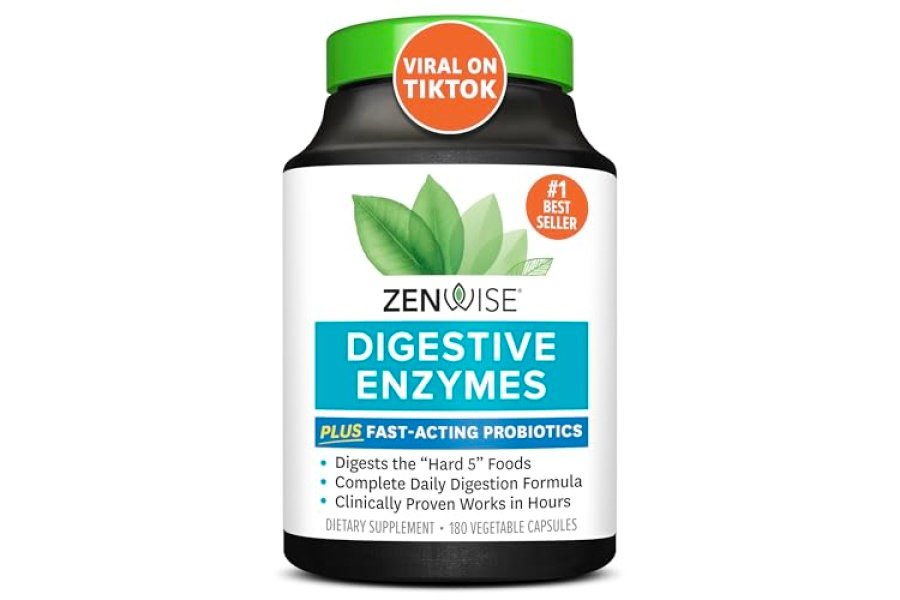 Enzimas digestivas Zenwise Health - Multienzimas probióticas con probióticos y prebióticos para la salud digestiva y alivio de la hinchazón para mujeres y hombres, enzimas diarias para el intestino y la digestión - 180 unidades