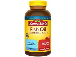 Aceite de pescado Nature Made 1000 mg cápsulas blandas, suplementos de aceite de pescado, aceite de pescado Omega 3 para un apoyo cardíaco saludable, suplemento de Omega 3 con 250 cápsulas blandas, suministro para 125 días