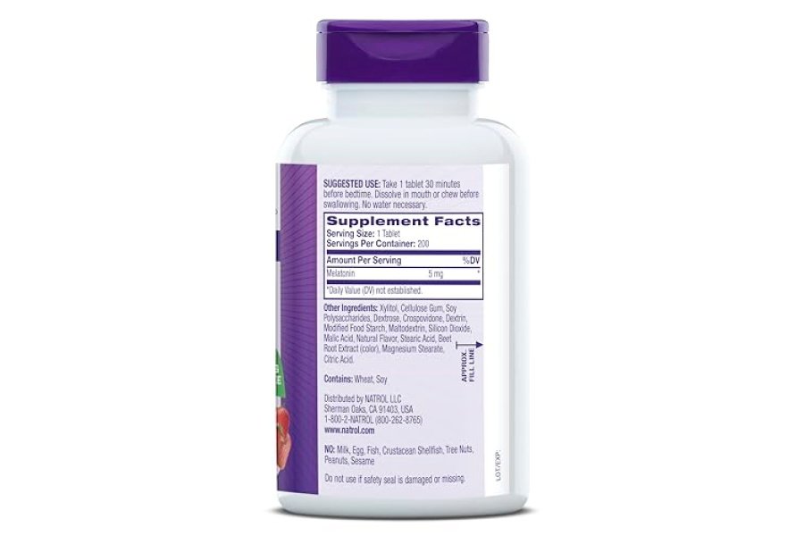 Natrol Sleep Melatonina 5 mg tabletas de disolución rápida, ayuda para dormir durante la noche para adultos, 200 tabletas de melatonina con sabor a fresa, suministro para 200 días - Image 10