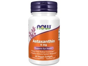 NOW Suplementos, astaxantina 4 mg, incluye Zanthin®, respalda la salud ocular*, 60 cápsulas blandas vegetales