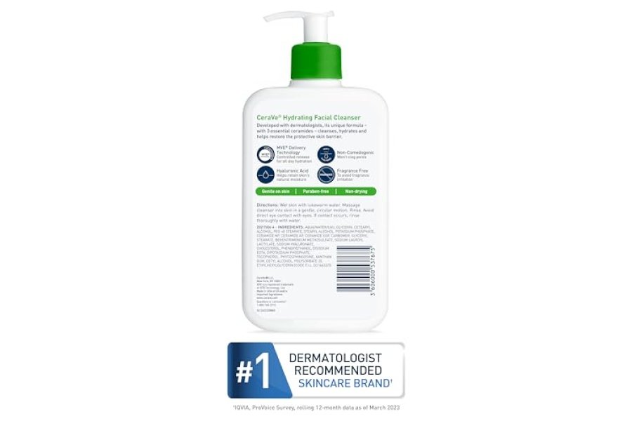 Limpiador facial hidratante CeraVe | Jabón facial hidratante para pieles secas | Ácido Hialurónico + Ceramidas + Glicerina | Limpiador hidratante para pieles normales a secas | Certificado por la Asociación Nacional de Eczema - Image 6