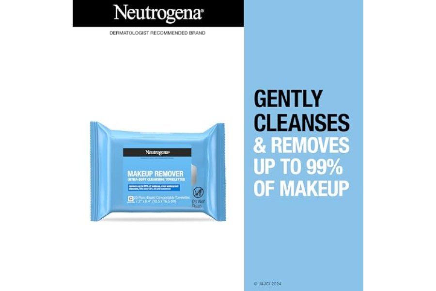 Toallitas desmaquillantes Neutrogena, toallitas faciales diarias envueltas individualmente para maquillaje impermeable, viajes y viajes individuales, 20 unidades - Image 2