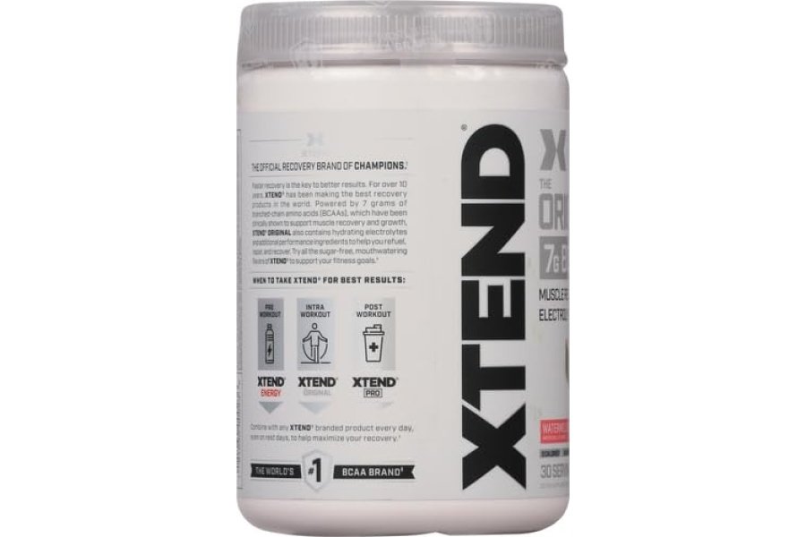 XTEND Original BCAA Powder Sandía Explosion - Bebida de recuperación muscular post-entrenamiento sin azúcar con aminoácidos - 7 g de BCAA para hombres y mujeres - 30 porciones - Image 12