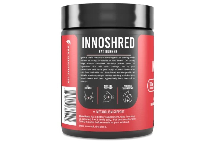 Quemador de grasa Inno Shred para hombres y mujeres con 100 mg de Capsimax, granos del paraíso, cafeína orgánica, extracto de té verde, supresor del apetito, pérdida de peso (60 cápsulas vegetales) | (con estimulante) - Image 2