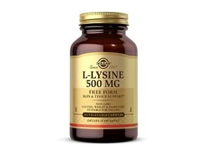 SOLGAR L-Lisina 500 mg - 100 Cápsulas Vegetales - Soporte para la Piel y los Tejidos - Sin OGM, Vegano, Kosher, Sin Gluten - 100 porciones