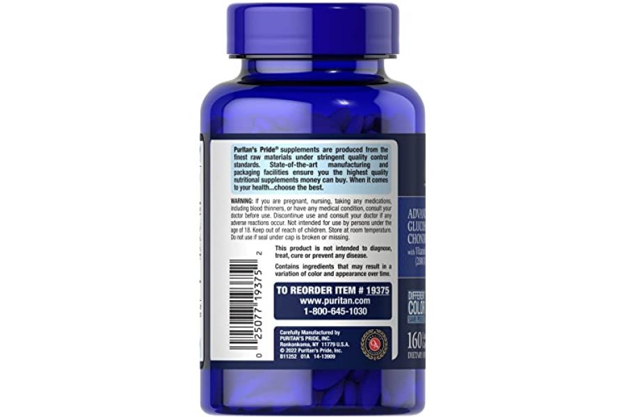 Puritan's Pride Glucosamina Condroitina de triple potencia con cápsulas de vitamina D3, 160 unidades - Image 2