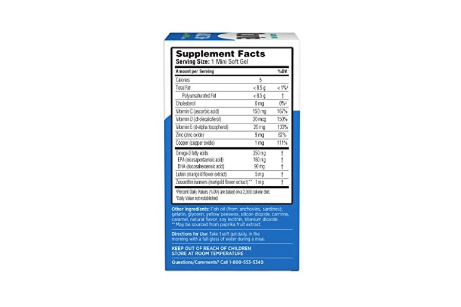 Suplemento vitamínico y mineral para ojos Ocuvite, contiene zinc, vitaminas C, E, omega 3, luteína y zeaxantina, 90 cápsulas blandas (el embalaje puede variar) - Image 8