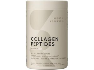 Péptidos de colágeno de Sports Research para mujeres y hombres - Suplemento de proteína en polvo de colágeno hidrolizado tipo 1 y 3 para piel, uñas, huesos y articulaciones saludables - Mezcla fácil de nutrientes y proteínas vitales
