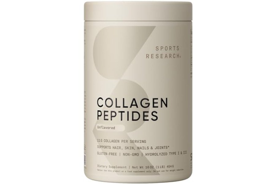 Péptidos de colágeno de Sports Research para mujeres y hombres - Suplemento de proteína en polvo de colágeno hidrolizado tipo 1 y 3 para piel, uñas, huesos y articulaciones saludables - Mezcla fácil de nutrientes y proteínas vitales
