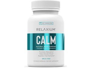 Relaxium Calm, no formador de hábitos, suplemento de apoyo al estrés y el estado de ánimo, eleva el estado de ánimo y aumenta la relajación con Ashwagandha, 5-HTP, GABA, fabricado en EE. UU. (60 cápsulas veganas, suministro para 30 días)