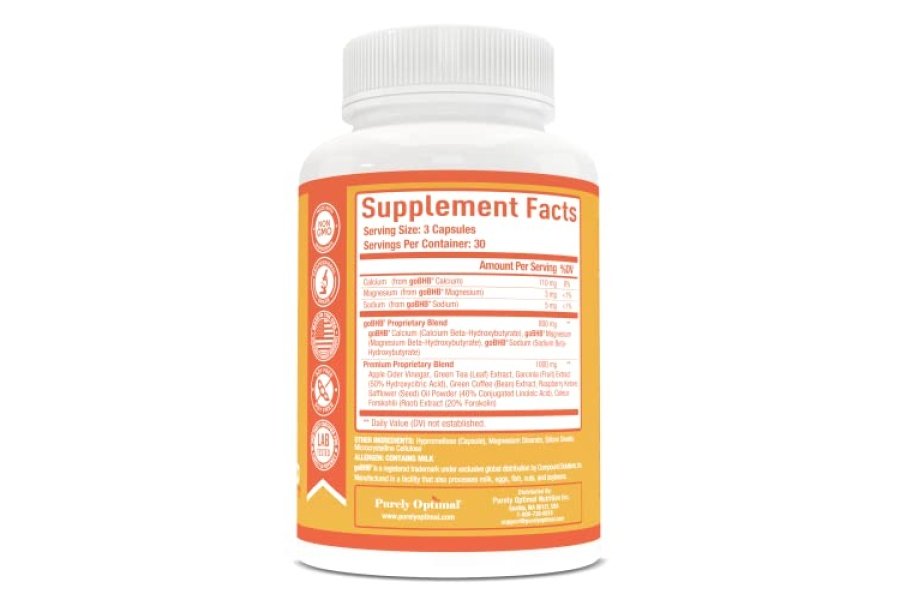 Purely Optimal Premium Keto+Píldoras de vinagre de sidra de manzana - con Garcinia Cambogia, cetonas exógenas Keto Bhb - 90 cápsulas - Image 4