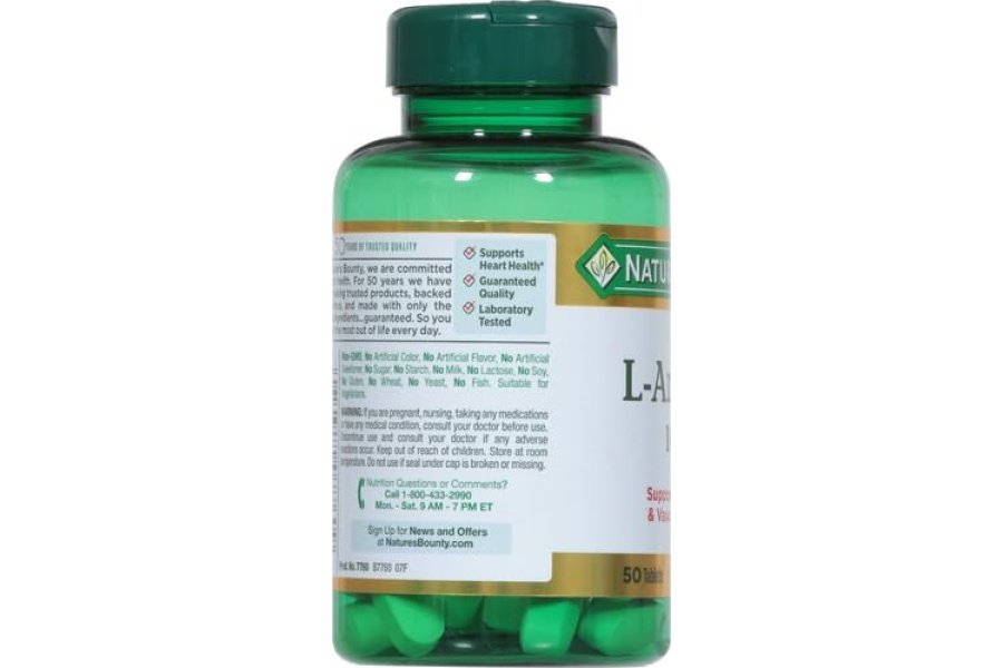 Nature's Bounty L-Arginina, apoya el flujo sanguíneo y la función vascular, 1000 mg, tabletas, 50 unidades - Image 8