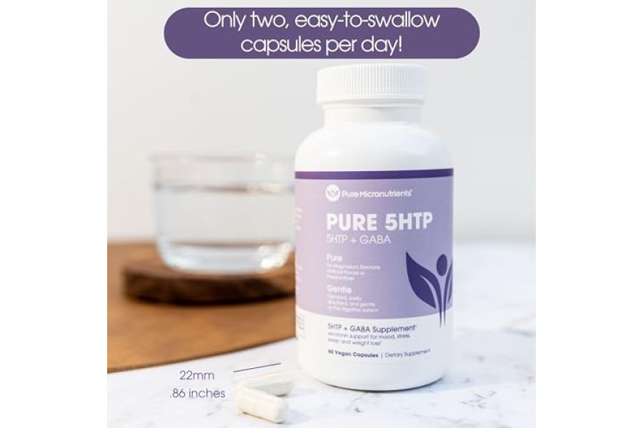Suplemento puro de 5-HTP (5-hidroxitriptófano) más GABA - para el control del sueño, el estado de ánimo y el estrés - 60 cápsulas vegetales - Image 6