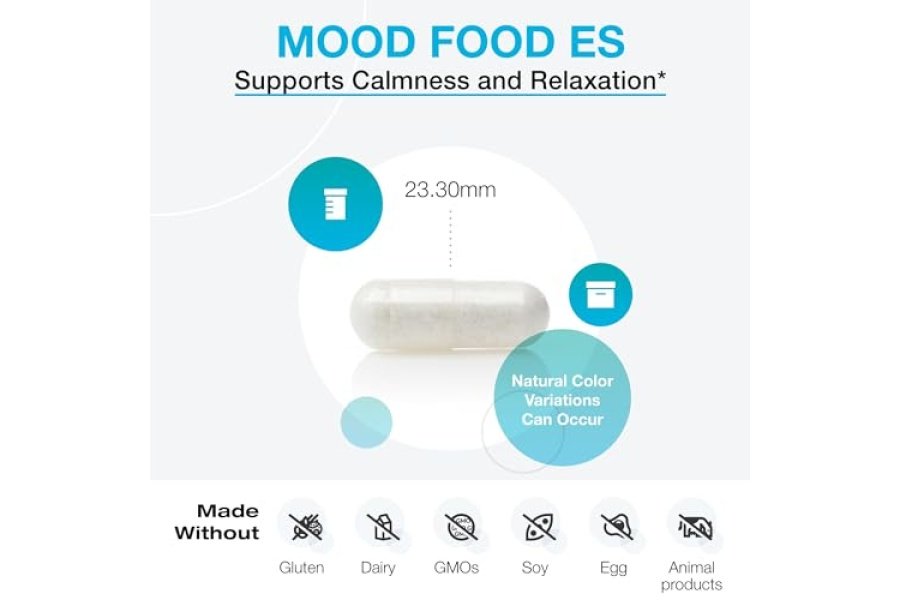 XYMOGEN Mood Food ES - Apoya la calma, la relajación y un estado de ánimo saludable con folato activo, vitaminas B, 5-HTP, GABA, minerales, sunteanina L-teanina, selenio (60 cápsulas) - Image 2