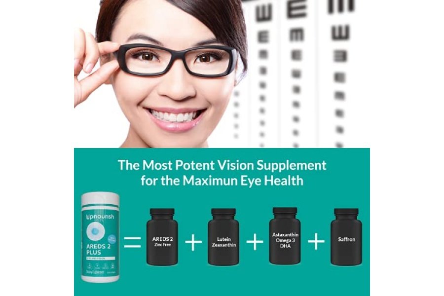 UpNourish AREDS 2+ - Suplemento vitamínico avanzado para la salud macular y el ojo seco - Luteína, zeaxantina, azafrán, astaxantina y DHA - Soporta la tensión ocular, la presión y la visión nocturna - 120 cápsulas blandas - Image 7