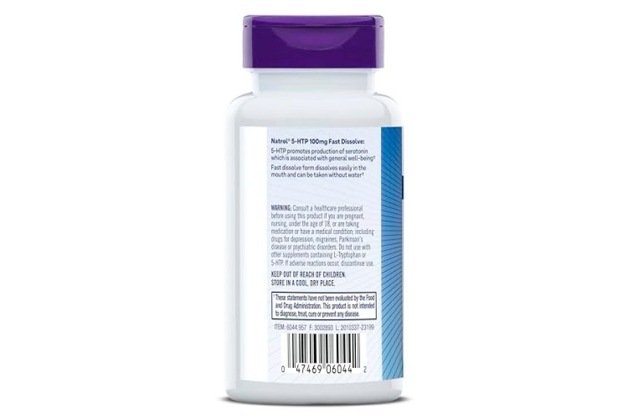Natrol 5-HTP 100 mg, suplemento dietético sin medicamentos que ayuda a mantener un estado de ánimo equilibrado, 30 tabletas de disolución rápida con sabor a bayas mixtas, suministro para 15 a 30 días - Image 8