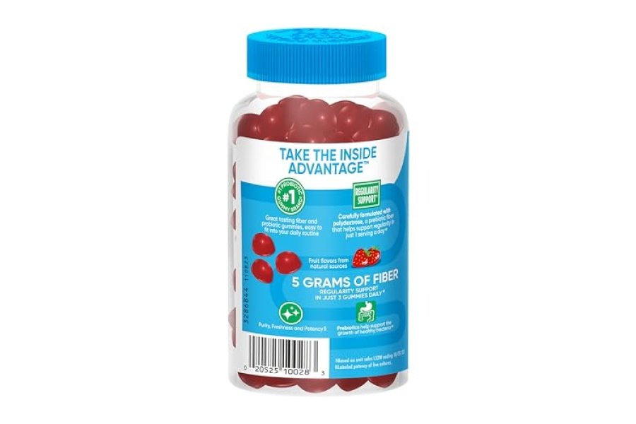 Digestive Advantage Suplemento de fibra prebiótica con probióticos para mujeres y hombres salud digestiva, gomitas de fibra para adultos regularidad y salud intestinal, sabor a fresa de 60 quilates - Image 10