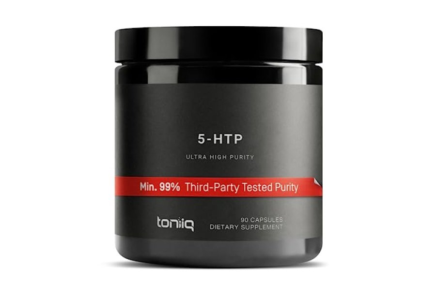 Cápsulas Toniiq Ultra High Strength 5HTP - 99%+ altamente purificadas y biodisponibles - Extracto concentrado 12:1 - 200 mg - 90 cápsulas vegetales