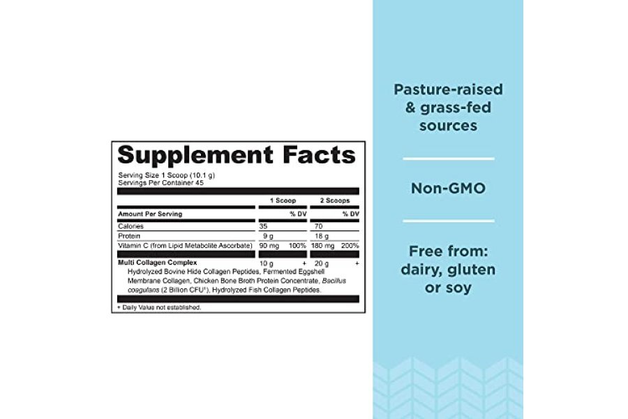 Proteína en polvo de colágeno Ancient Nutrition con probióticos, proteína de colágeno múltiple sin sabor con vitamina C, 45 porciones, péptidos de colágeno hidrolizados que apoyan la piel y las uñas, salud intestinal, 16 oz - Image 2