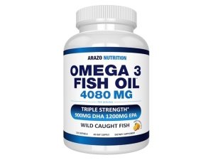 Arazo Nutrition Aceite de pescado Omega 3 de captura silvestre - 120 cápsulas blandas - 4080 mg de alto contenido de EPA 1200 mg de DHA 900 mg de cápsulas blandas sin eructos con sabor a limón
