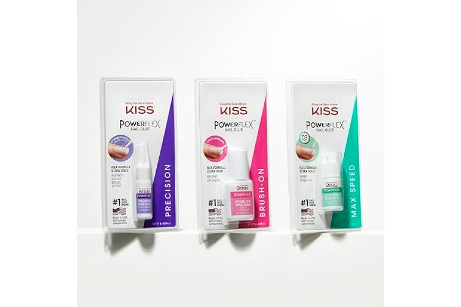KISS PowerFlex Pegamento de uñas de máxima velocidad para uñas prensadas, adhesivo de uñas de fórmula flexible súper resistente, incluye una botella de 0.11 oz (0.10 oz.) con tapa giratoria y aplicador de punta de boquilla - Image 5