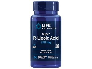 Life Extension Ácido Super R-Lipoico 240 mg - Apoya la energía celular - Suplemento para antienvejecimiento y salud del hígado - Sin OGM, sin gluten - 60 cápsulas vegetarianas