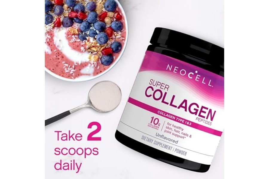 Péptidos de súper colágeno NeoCell, 10 g de péptidos de colágeno por porción, sin gluten, aptos para ceto, sin OGM, alimentados con pasto, cabello, piel, uñas y articulaciones saludables, polvo sin sabor, 14.1 oz., 1 bote - Image 4