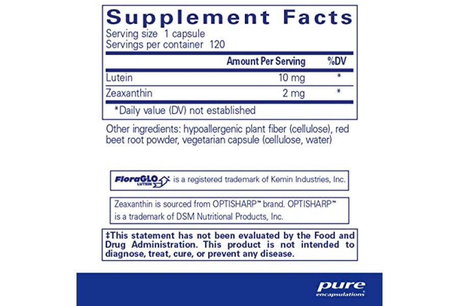 Pure Encapsulations Luteína y Zeaxantina - Respalda la visión general* - Mantiene el pigmento macular y la salud ocular* - Respaldo antioxidante* - Apto para veganos y sin OGM - 120 cápsulas - Image 2