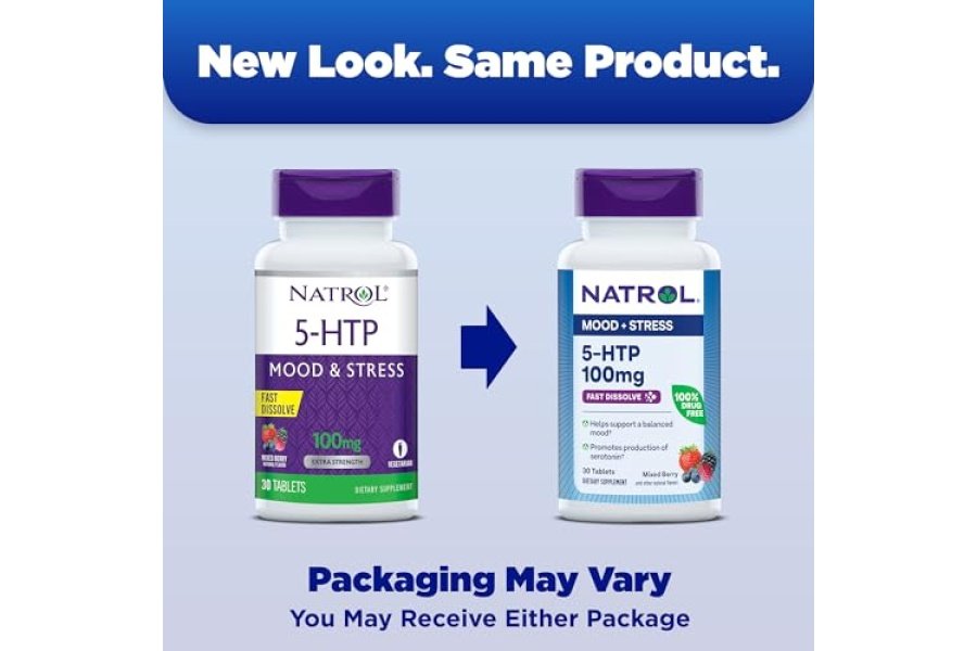 Natrol 5-HTP 100 mg, suplemento dietético sin medicamentos que ayuda a mantener un estado de ánimo equilibrado, 30 tabletas de disolución rápida con sabor a bayas mixtas, suministro para 15 a 30 días - Image 2