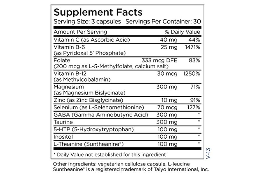 MetaCalm de mantenimiento metabólico - Fórmula de regulación del estrés con folato metilado, glicinato de magnesio, GABA, 5-HTP, L-teanina - Vitamina B6, apoyo del estado de ánimo y píldoras calmantes de apoyo a la relajación (90 cápsulas) - Image 5