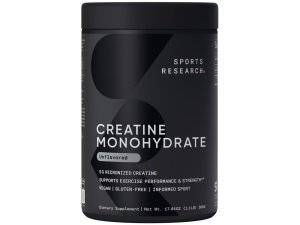 Monohidrato de creatina de Sports Research - Gane músculo magro, mejore el rendimiento y la fuerza y ​​apoye la recuperación del entrenamiento - 5 g de creatina micronizada - 1.1LBS