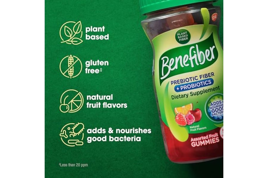 Gomitas de suplemento de fibra prebiótica Benefiber con probióticos para la salud digestiva, sabores de frutas variados, 50 unidades - Image 3