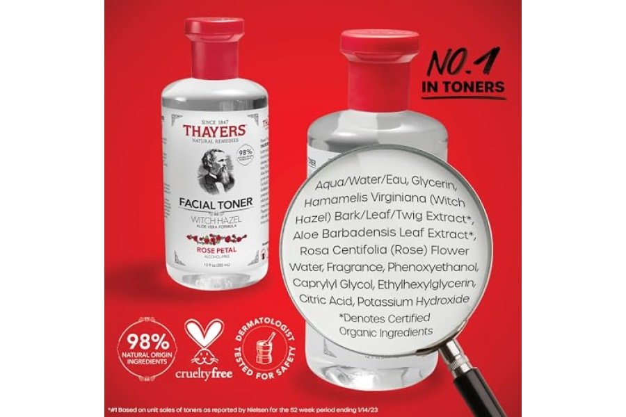 Thayers Tónico facial sin alcohol con pétalos de rosa y hamamelis para piel brillante, tónico calmante, hidratante y refrescante para piel normal y mixta, 12 oz - Image 6