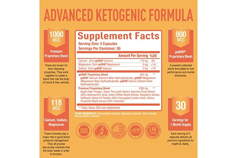 Purely Optimal Premium Keto+Píldoras de vinagre de sidra de manzana - con Garcinia Cambogia, cetonas exógenas Keto Bhb - 90 cápsulas - Image 5