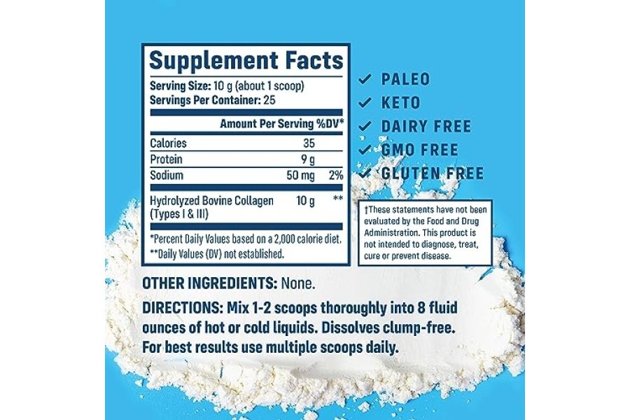 Proteína de péptidos de colágeno NativePath - Polvo de colágeno hidrolizado tipo 1 y 3 para piel, cabello y uñas - 8.8 oz (25 porciones) - Image 3