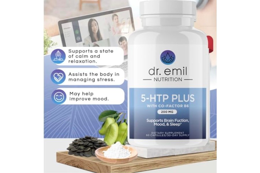 DR. EMIL NUTRITION 200 MG 5-HTP Plus con SAM-e para mantener un sueño normal y saludable y crear una sensación de bienestar - Suplemento 5HTP con vitamina B6-60 cápsulas veganas, 30 porciones - Image 7