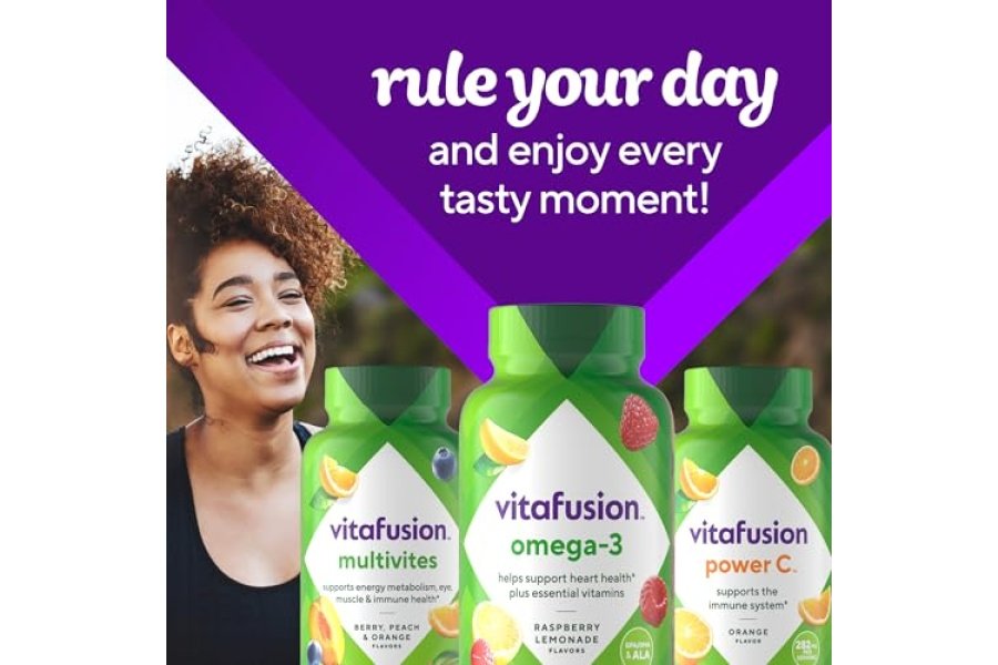 Vitafusion Vitaminas gomosas Omega-3, sabor a limonada de bayas, vitaminas para la salud del corazón (1) con Omega 3 EPA/DHA y vitaminas A, C, D y E, la marca de vitaminas número 1 de Estados Unidos, suministro para 60 días, 120 unidades - Image 10