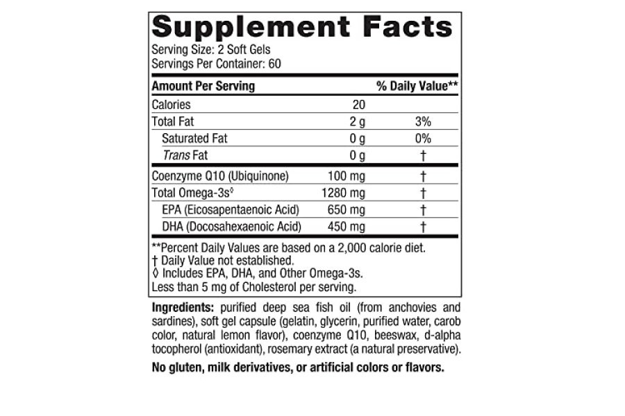 Nordic Naturals Ultimate Omega + CoQ10, Limón - 120 cápsulas blandas - 1280 mg Omega-3 + 100 mg CoQ10 - Salud del corazón, energía celular, apoyo antioxidante - Sin OGM - 60 porciones - Image 2