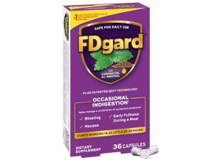 Suplemento FDgard para la salud intestinal, indigestión, náuseas e hinchazón, malestar estomacal, 36 cápsulas (el embalaje puede variar)