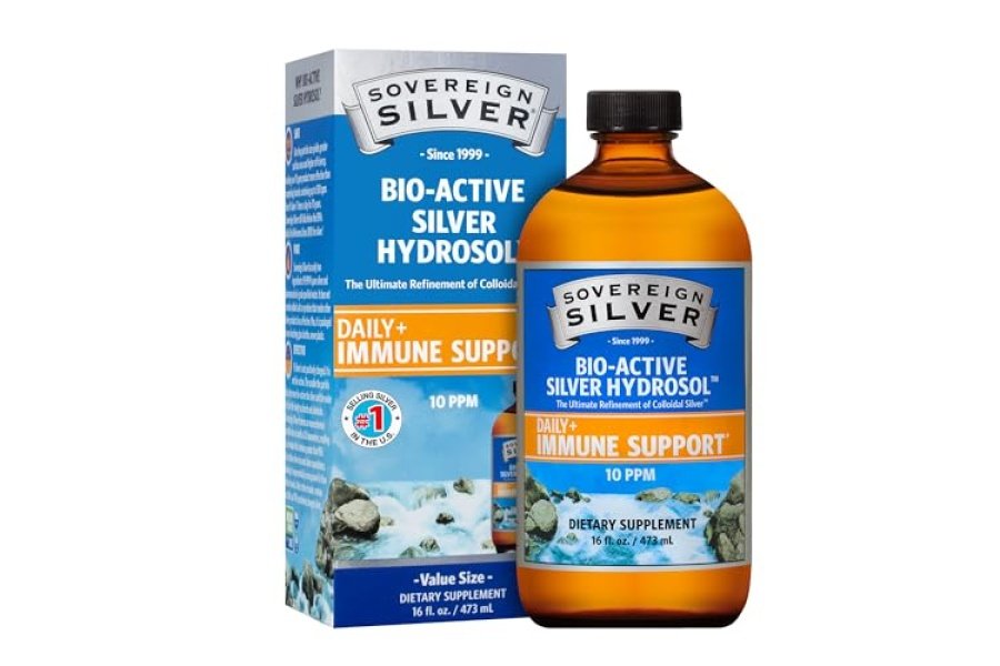 Hidrosol de plata bioactivo Sovereign Silver para apoyo inmunológico - Líquido de plata coloidal -10 ppm, 16 oz (473 ml) - Tamaño económico