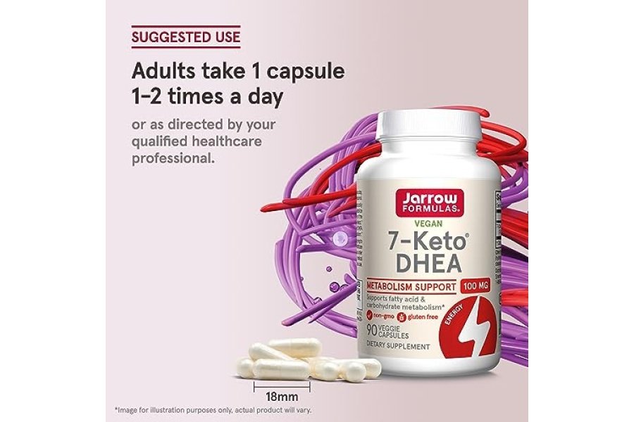 Jarrow Formulas 7-Keto DHEA 100 mg - Hasta 90 porciones (cápsulas vegetales) Suplemento dietético - Apoyo al metabolismo de los carbohidratos - Sin OGM - Sin gluten - Vegano - Image 7