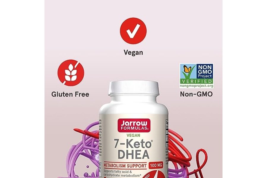Jarrow Formulas 7-Keto DHEA 100 mg - Hasta 90 porciones (cápsulas vegetales) Suplemento dietético - Apoyo al metabolismo de los carbohidratos - Sin OGM - Sin gluten - Vegano - Image 5