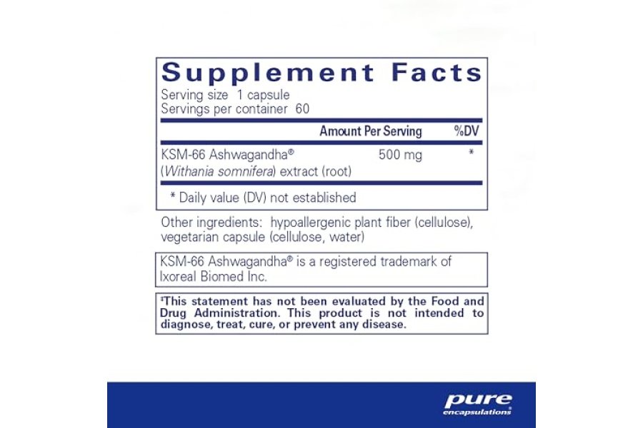 Pure Encapsulations Ashwagandha - 500 mg de extracto de Ashwagandha - Apoyo al metabolismo y al estrés - Apoyo inmunológico - Libre de OGM y vegano - 60 cápsulas - Image 2
